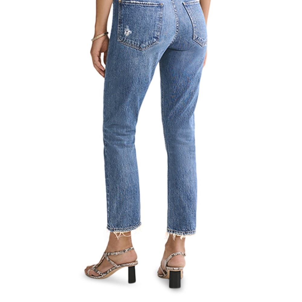 Agolde Riley High Rise Cropped Straight Jeans in Frequency - Picture 6 of 7
